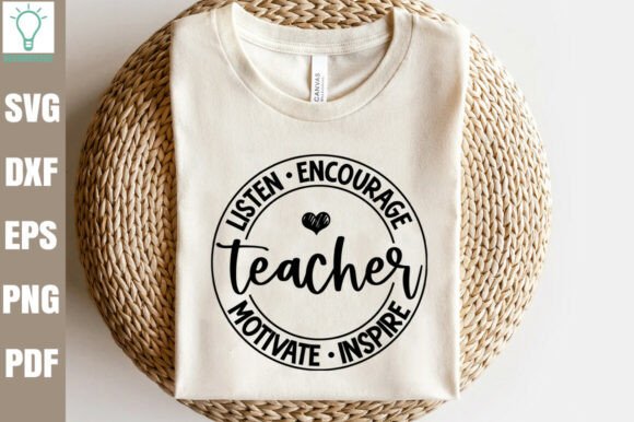 Boho Motivational Quotes Embroidery: Listen Encourage Teacher Motivate Inspi