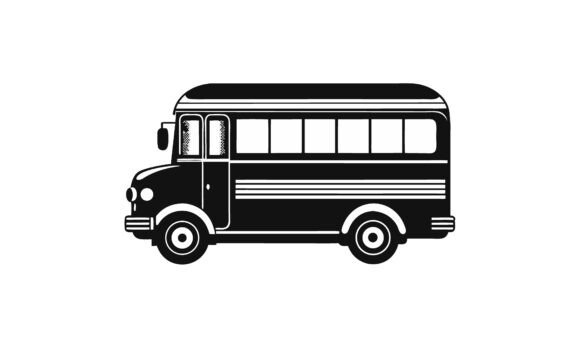 Classic Black School Bus Silhouette: A Versatile Embroidery Design