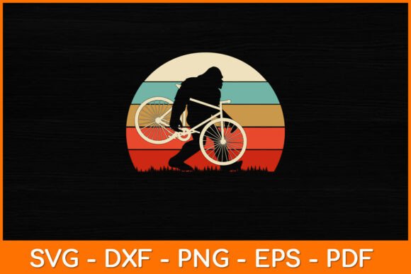 Funny Retro Vintage Bigfoot Cycling Svg