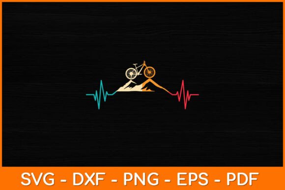 Heartbeat Mountain Cycling Svg Design