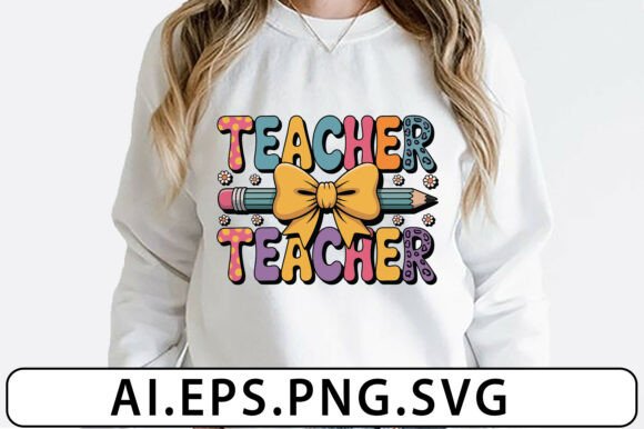 Retro Teacher Coquette Pencil Bow Shirt