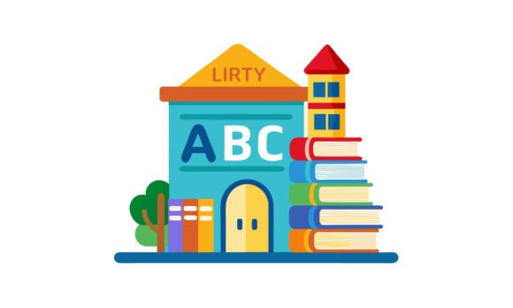 School Building with Books: A Versatile Embroidery Design