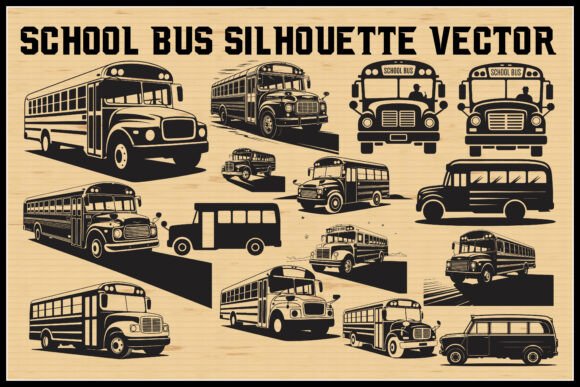 Vintage School Bus Silhouette Collection